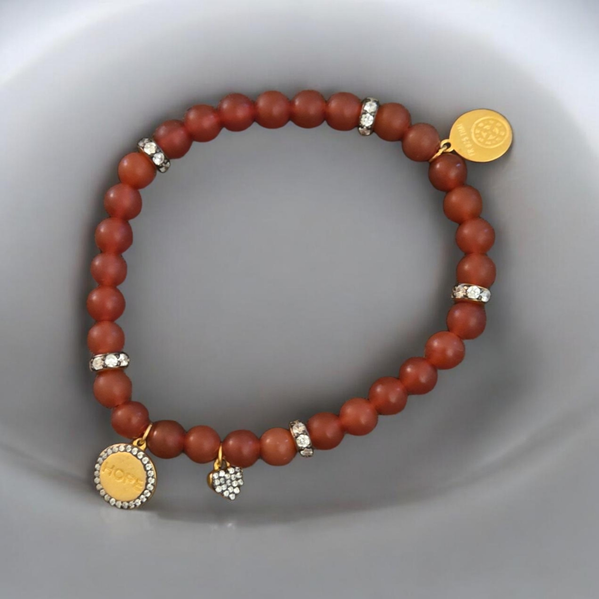 Hope Gold-Accent Red Beaded Charm Bracelet By